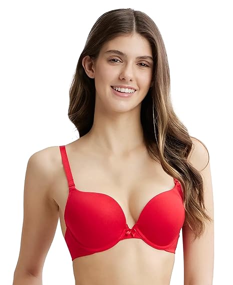 Jockey Women’s Cotton Lightly Padded Wired Modern Plunge Push-Up Bra